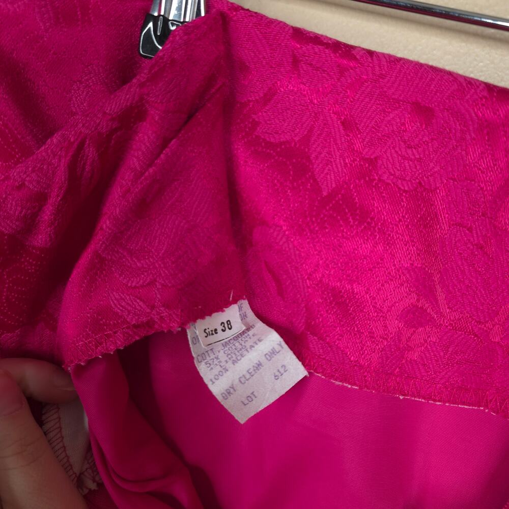 Vintage Sleeveless Button Front Blouse with Midi Pencil Skirt Pink Jacquard 38 - Picture 10 of 12